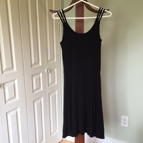 Black jersey dress with braided straps - Picture 1 of 6
